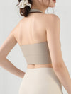 Contrast Color Halter With Chest Pads Sports Bras