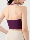 Contrast Color Halter With Chest Pads Sports Bras