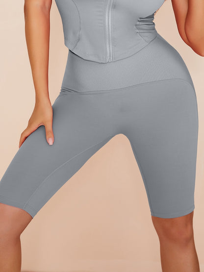 Solid Color Zipper Fashion Short Tracksuit