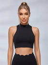 Sexy Solid Color Hollow Out Stand Up Collar Tank