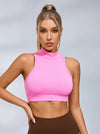 Sexy Solid Color Hollow Out Stand Up Collar Tank