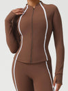 ZASUWA Female Contrast Color Stripes Pocket Zipper Jacket