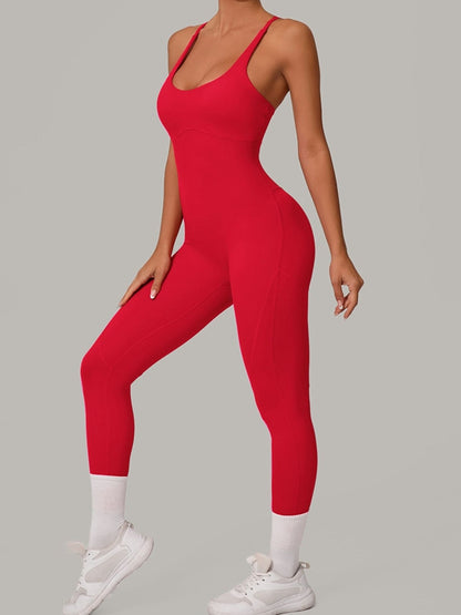 Sexy Cross Back Push-Up Jumpsuit