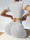 ZASUWA Female Stripes Deep V Back Short Tracksuit
