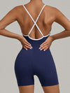 ZASUWA Female Contrast Color Stripes Cross Back Romper