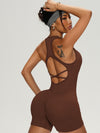 ZASUWA Female Cross Back Ribbed Short Romper