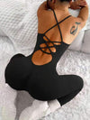 ZASUWA Female Sexy Cross Back Elastic Tight Jumpsuit