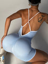 ZASUWA Female Cross Back Stripes Scrunch Bum Short Romper