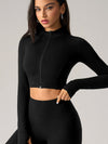 ZASUWA Female Basic Zipper Thumbhole Cropped Jacket