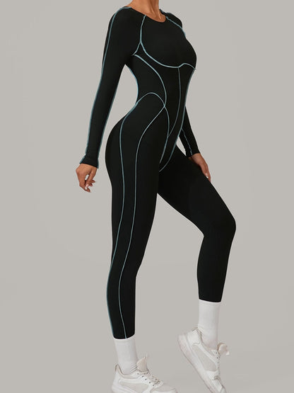 Sexy Backless Contrast Color Stripes Jumpsuit