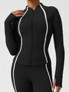 ZASUWA Female Contrast Color Stripes Pocket Zipper Jacket