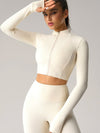 ZASUWA Female Basic Zipper Thumbhole Cropped Jacket