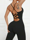 ZASUWA Female Sexy Cross Back Elastic Tight Jumpsuit