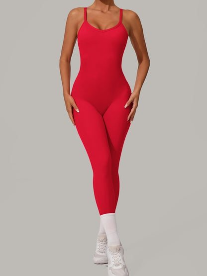 Sexy Cross Back U Collar Jumpsuit