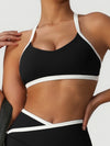 ZASUWA Female Sexy Contrast Color Stripe Cross Back Sports Bras