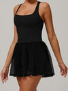 ZASUWA Female Solid Color Mesh 2 in 1 Quick-dry Dress