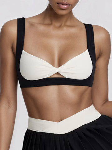 ZASUWA Female Contrast Color Backless Sports Bras