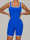 ZASUWA Female U Collar Contrast Color Stripes Backless Romper