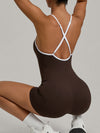 ZASUWA Female Contrast Color Stripes Cross Back Romper