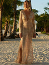 ZASUWA Female Sexy Fishnet Split Lace-up Swimwear Without Bikini Set Cover-up Dress