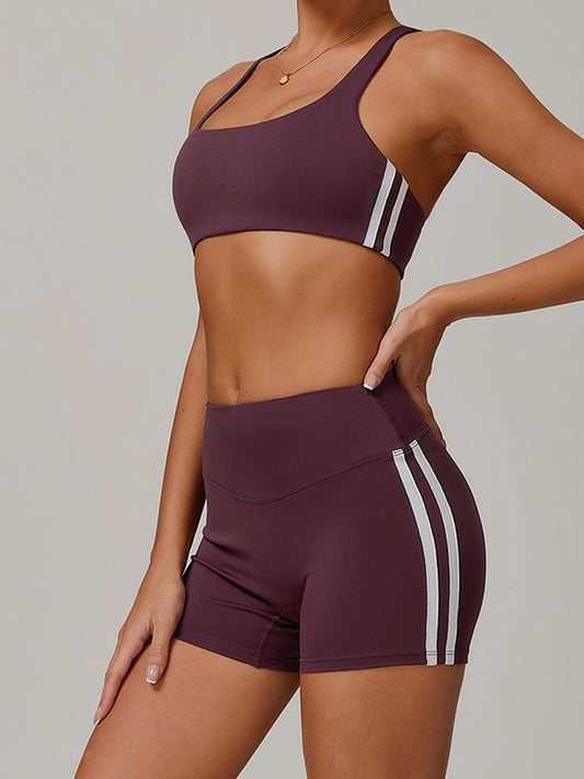 ZASUWA Female Contrast Color Stripes High-rise Short Tracksuit