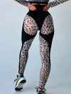 🖤ZASUWA Female Sheer Mesh Leopard  Push Up Leggings