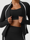 ZASUWA Female Contrast Color Stripes Pocket Zipper Jacket