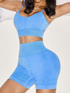 ZASUWA Female Faux Denim Seamless Short Tracksuit