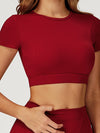ZASUWA Female Round Collar Cropped Short Sleeves