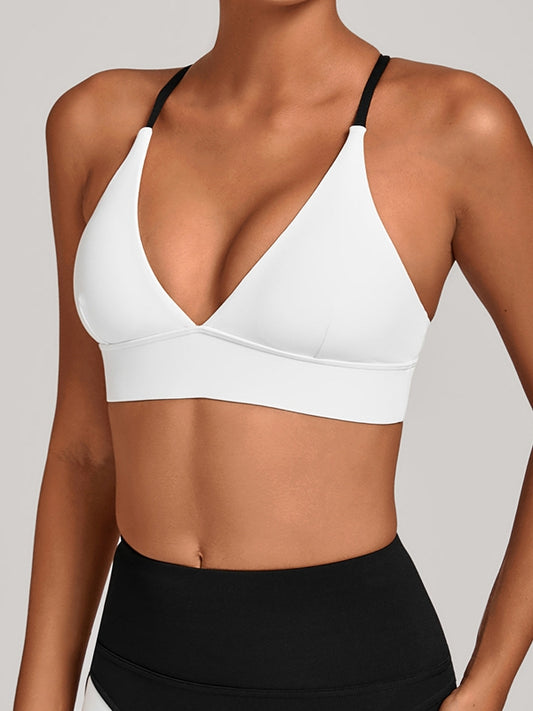 ZASUWA Female Contrast Color Cross Back Sports Bras