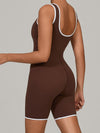 ZASUWA Female U Collar Contrast Color Stripes Backless Romper