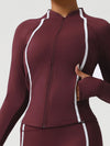 ZASUWA Female Contrast Color Stripes Pocket Zipper Jacket