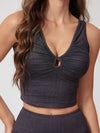 ZASUWA Female Hollow Out Faux Denim Quick Dry Tank
