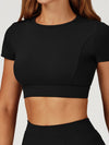 ZASUWA Female Round Collar Cropped Short Sleeves