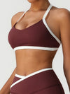ZASUWA Female Sexy Contrast Color Stripe Cross Back Sports Bras