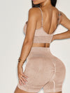 ZASUWA Female Faux Denim Seamless Short Tracksuit