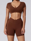 ZASUWA Female V Collar Backless Short Sleeves