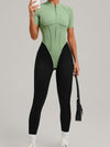 ZASUWA Female Contrast Color Backless Stitch Zipper Jumpsuit