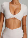 ZASUWA Female Twist Hollow Out Short Sleeves