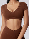 ZASUWA Female V Collar Backless Short Sleeves
