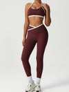 ZASUWA Female Sexy Contrast Color Stripe Cross Back Sports Bras