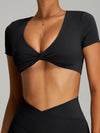 ZASUWA Female Twist Hollow Out Short Sleeves