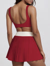 ZASUWA Female Contrast Color Twist 2 in 1  V Shape Waist Skirts Suit