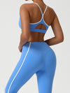 ZASUWA Female Contrast Color Stripes Cross Back Tracksuit