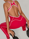 ZASUWA Female Backless Stripes Flare Jumpsuit