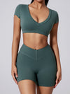 ZASUWA Female V Collar Backless Short Sleeves