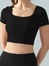 ZASUWA Female Sexy Backless Ribbed Cropped Short Sleeves