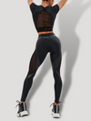 ZASUWA Female Sexy Mesh Faux Leather Heart Shape Design Booty Leggings