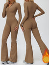 Fleece Zipper Flare Jumpsuit
