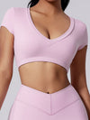 ZASUWA Female V Collar Backless Short Sleeves